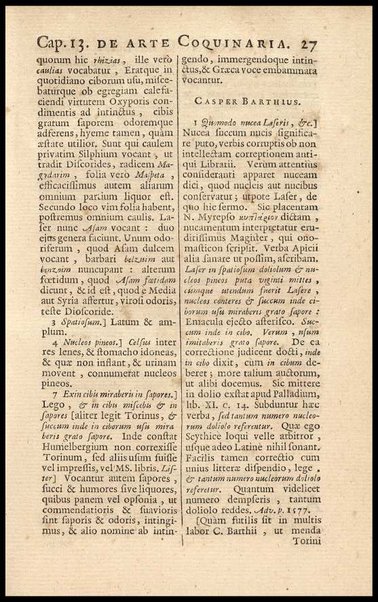 Apicii Coelii De opsoniis et condimentis, sive Arte coquinaria, libri decem. Cum annotationibus Martini Lister, ... et notis selectioribus, variisque lectionibus integris, Humelbergii, Barthii, Reinesii, A. Van der Linden, & aliorum, ut & variarum lectionum libello