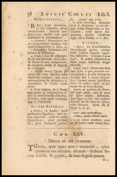 Apicii Coelii De opsoniis et condimentis, sive Arte coquinaria, libri decem. Cum annotationibus Martini Lister, ... et notis selectioribus, variisque lectionibus integris, Humelbergii, Barthii, Reinesii, A. Van der Linden, & aliorum, ut & variarum lectionum libello