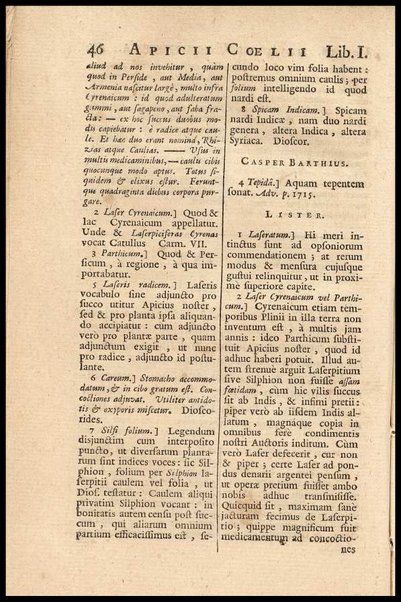 Apicii Coelii De opsoniis et condimentis, sive Arte coquinaria, libri decem. Cum annotationibus Martini Lister, ... et notis selectioribus, variisque lectionibus integris, Humelbergii, Barthii, Reinesii, A. Van der Linden, & aliorum, ut & variarum lectionum libello