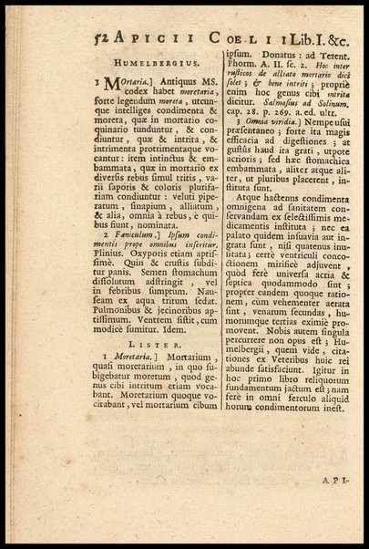 Apicii Coelii De opsoniis et condimentis, sive Arte coquinaria, libri decem. Cum annotationibus Martini Lister, ... et notis selectioribus, variisque lectionibus integris, Humelbergii, Barthii, Reinesii, A. Van der Linden, & aliorum, ut & variarum lectionum libello
