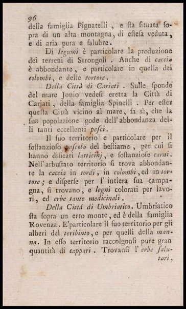 Notiziario delle produzioni particolari del Regno di Napoli e delle cacce riserbate al real divertimento ricercate, ed esaminate da fra Vincenzo Corrado