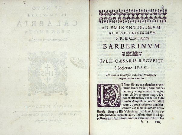 De nouo in vniuersa Calabria terraemotu congeminatus nuncius / [Iulij Caesaris Recupiti è Societate Iesu]