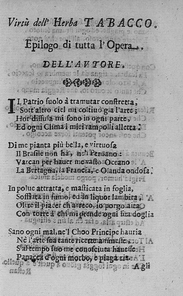 Il tabacco opera di d. Benedetto Stella da Ciuita Castellana M.D.S.B. nella quale si tratta dell'origine, historia, coltura, preparatione, qualità, natura, virtù & vso in fumo, in polvere, in foglia, in lambitiuo, et in medicina della pianta volgarmente detta tabacco ...