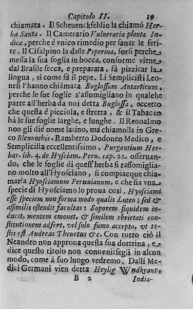 Il tabacco opera di d. Benedetto Stella da Ciuita Castellana M.D.S.B. nella quale si tratta dell'origine, historia, coltura, preparatione, qualità, natura, virtù & vso in fumo, in polvere, in foglia, in lambitiuo, et in medicina della pianta volgarmente detta tabacco ...
