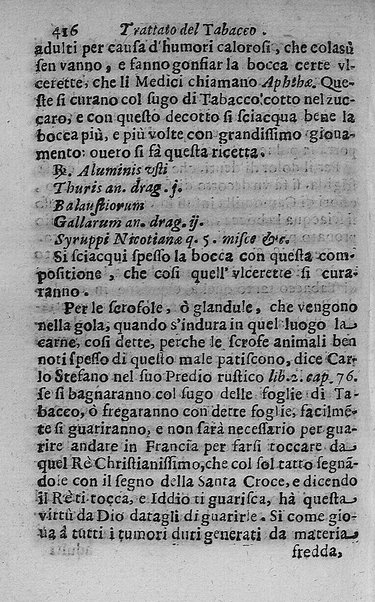 Il tabacco opera di d. Benedetto Stella da Ciuita Castellana M.D.S.B. nella quale si tratta dell'origine, historia, coltura, preparatione, qualità, natura, virtù & vso in fumo, in polvere, in foglia, in lambitiuo, et in medicina della pianta volgarmente detta tabacco ...