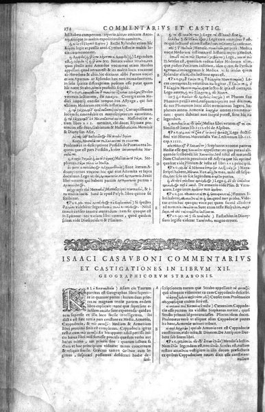 Strabōnos Geōgraphikōn bibloi 17. Strabonis Rerum geographicarum libri 17. Isaacus Casaubonus recensuit, summoque studio & diligentia, ope etiam veterum codicum, emendauit, ac commentariis illustrauit. Accessit & tabula orbis totius descriptionem complectens. Adiecta est etiam Guilielmi Xylandri Augustani Latina versio, cum necessariis indicibus