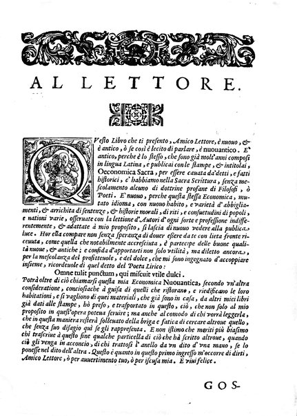 Economica christiana composta dal padre Gio. Stefano Menochio della Compagnia di Giesu', nella quale con le autorita' della Sacra Scrittura, e de' Santi Padri, con le ragioni naturali, historie & ammaestramenti morali de' scrittori profani, s'insegna il modo di ben regolare, e gouernare la propria casa. All'eminentissimo, e reuerendissimo prencipe Francesco Maria Brancaccio