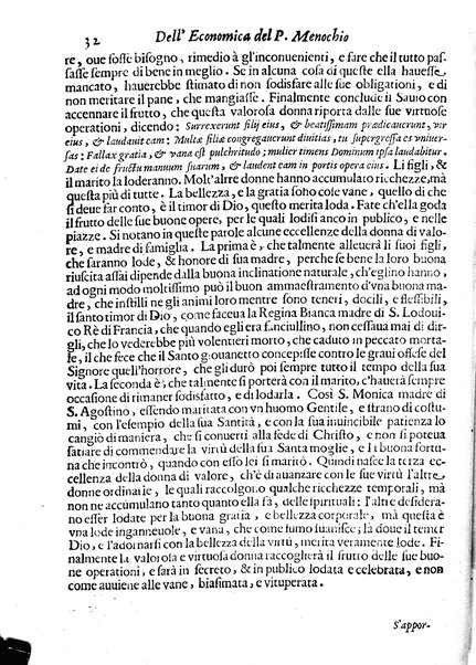 Economica christiana composta dal padre Gio. Stefano Menochio della Compagnia di Giesu', nella quale con le autorita' della Sacra Scrittura, e de' Santi Padri, con le ragioni naturali, historie & ammaestramenti morali de' scrittori profani, s'insegna il modo di ben regolare, e gouernare la propria casa. All'eminentissimo, e reuerendissimo prencipe Francesco Maria Brancaccio