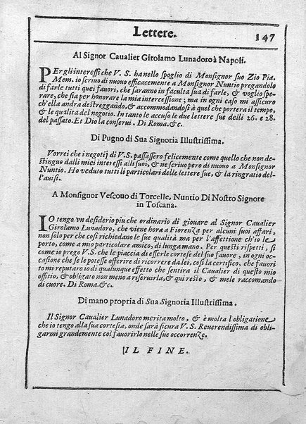 Relatione della corte di Roma, e de' riti da osseruarsi in essa, e de' suoi magistrati, e offitij: con la loro distinta giurisdittione. Dettata, e fatta dal signor caualier Girolamo Lunadoro dell'ordine di Santo Stefano, nobile senese. ... L'anno 1611. di Gennaro. Con ottanta lettere dell'eminentisss \|! sig. cardinale Lanfranco. ...