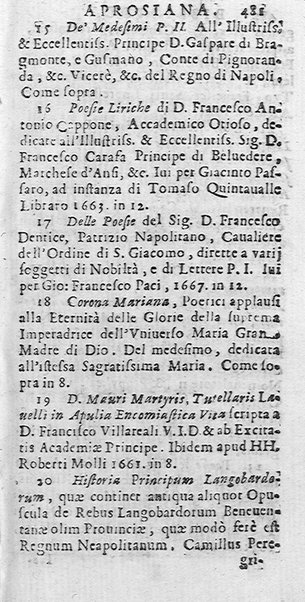 La Biblioteca Aprosiana passatempo autunnale di Cornelio Aspasio Antivigilmi trà Vagabondi di Tabbia detto l'Aggirato ...