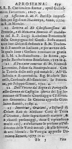 La Biblioteca Aprosiana passatempo autunnale di Cornelio Aspasio Antivigilmi trà Vagabondi di Tabbia detto l'Aggirato ...