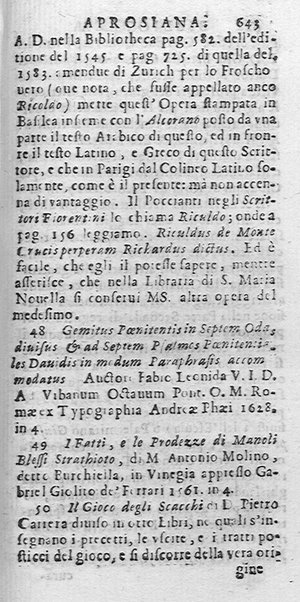 La Biblioteca Aprosiana passatempo autunnale di Cornelio Aspasio Antivigilmi trà Vagabondi di Tabbia detto l'Aggirato ...