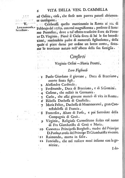 La vita della venerabile serva di Dio D. Cammilla Orsini Borghese principessa di Sulmona di poi suor Maria Vittoria religiosa dell'Ordine dell'Annunziata. Libri 8