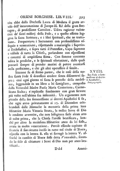 La vita della venerabile serva di Dio D. Cammilla Orsini Borghese principessa di Sulmona di poi suor Maria Vittoria religiosa dell'Ordine dell'Annunziata. Libri 8