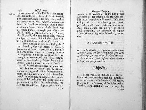 Difesa delle tre Canzoni degli occhi, e di alcuni sonetti, e varj passi delle Rime di Francesco Petrarca; dalle opposizioni del signor Lodovico Antonio Muratori composta da Gio. Bartolommeo Casaregi, Gio. Tommaso Canevari, e Antonio Tommasi chierico regolare della Madre di Dio Pastori Arcadi
