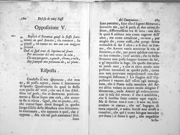 Difesa delle tre Canzoni degli occhi, e di alcuni sonetti, e varj passi delle Rime di Francesco Petrarca; dalle opposizioni del signor Lodovico Antonio Muratori composta da Gio. Bartolommeo Casaregi, Gio. Tommaso Canevari, e Antonio Tommasi chierico regolare della Madre di Dio Pastori Arcadi