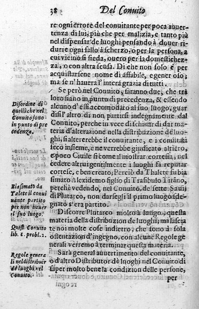 Il conuito ouero Discorsi di quelle materie che al conuito s'appartengono. Del sig. Ottauiano Rabasco. Nelle Accademie de gl'Incitati in Roma e de Gelati in Bologna detto l'Assicurato. Doue s'hanno strettamente, con ordine diligente la diffinitione l'origine, la materia, il luogo, il tempo, l'apparato, i ministri, le feste, i giuochi, i ragionamenti, le circostanze, gl'effetti, le deità, & imaginati numi tutelari de' conuiti ... E con un discorso, a qual parte della filosofia si subordini il conuito. ...