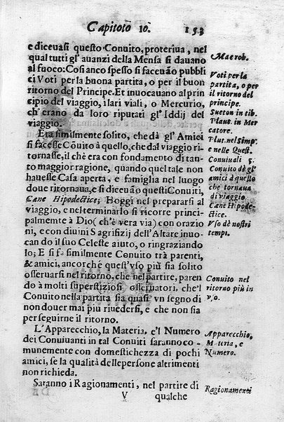 Il conuito ouero Discorsi di quelle materie che al conuito s'appartengono. Del sig. Ottauiano Rabasco. Nelle Accademie de gl'Incitati in Roma e de Gelati in Bologna detto l'Assicurato. Doue s'hanno strettamente, con ordine diligente la diffinitione l'origine, la materia, il luogo, il tempo, l'apparato, i ministri, le feste, i giuochi, i ragionamenti, le circostanze, gl'effetti, le deità, & imaginati numi tutelari de' conuiti ... E con un discorso, a qual parte della filosofia si subordini il conuito. ...