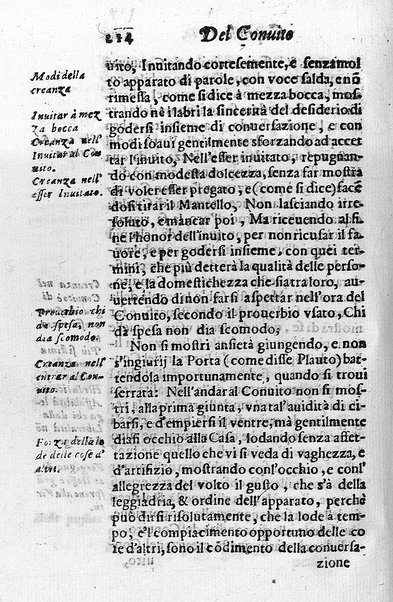 Il conuito ouero Discorsi di quelle materie che al conuito s'appartengono. Del sig. Ottauiano Rabasco. Nelle Accademie de gl'Incitati in Roma e de Gelati in Bologna detto l'Assicurato. Doue s'hanno strettamente, con ordine diligente la diffinitione l'origine, la materia, il luogo, il tempo, l'apparato, i ministri, le feste, i giuochi, i ragionamenti, le circostanze, gl'effetti, le deità, & imaginati numi tutelari de' conuiti ... E con un discorso, a qual parte della filosofia si subordini il conuito. ...