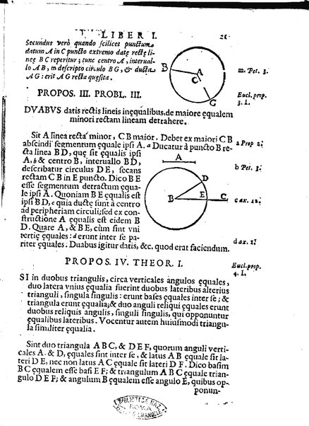 Euclides restitutus, siue prisca geometriae elementa, breuiùs, & faciliùs contexta, in quibus praecipuè proportionum theoriae noua, firmiorique methodo promuntur a Io. Alphonso Borellio ...