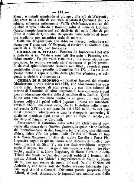 Roma antica e Roma moderna, ovvero Nuovissimo itinerario storico-popolare-economico tanto della moderna città indicante tutti gli edifizi notevoli che sono in essa, quanto le cose più celebri dell'antica Roma e ne' suoi dintorni diviso in otto giornate e redatto sulle opere del Vasi, del Nibby, del Canina ed altri distinti archeologi / per A. Finardi