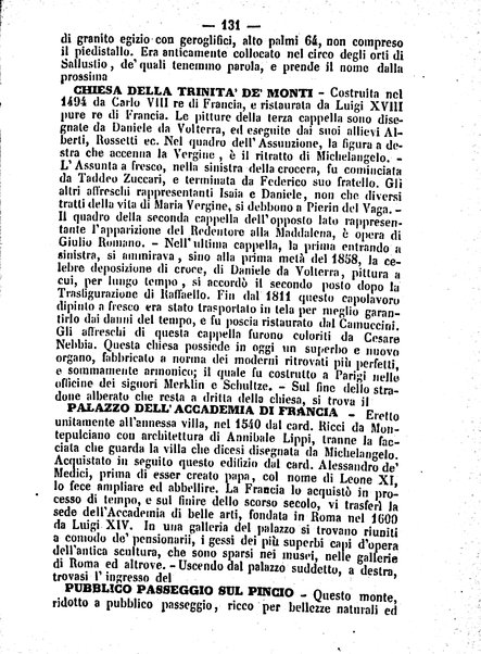 Roma antica e Roma moderna, ovvero Nuovissimo itinerario storico-popolare-economico tanto della moderna città indicante tutti gli edifizi notevoli che sono in essa, quanto le cose più celebri dell'antica Roma e ne' suoi dintorni diviso in otto giornate e redatto sulle opere del Vasi, del Nibby, del Canina ed altri distinti archeologi / per A. Finardi