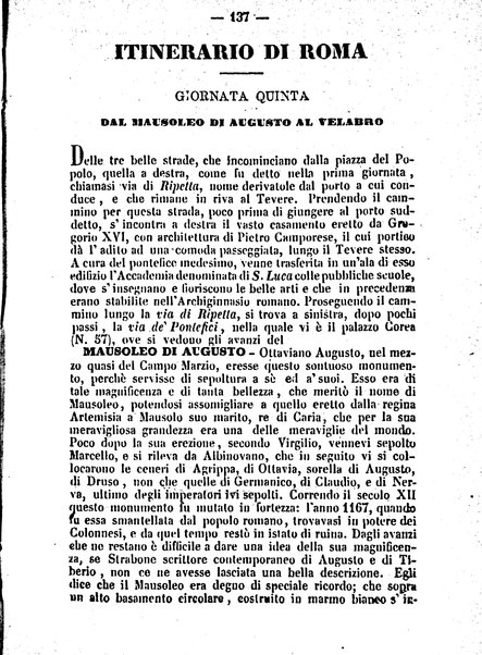 Roma antica e Roma moderna, ovvero Nuovissimo itinerario storico-popolare-economico tanto della moderna città indicante tutti gli edifizi notevoli che sono in essa, quanto le cose più celebri dell'antica Roma e ne' suoi dintorni diviso in otto giornate e redatto sulle opere del Vasi, del Nibby, del Canina ed altri distinti archeologi / per A. Finardi