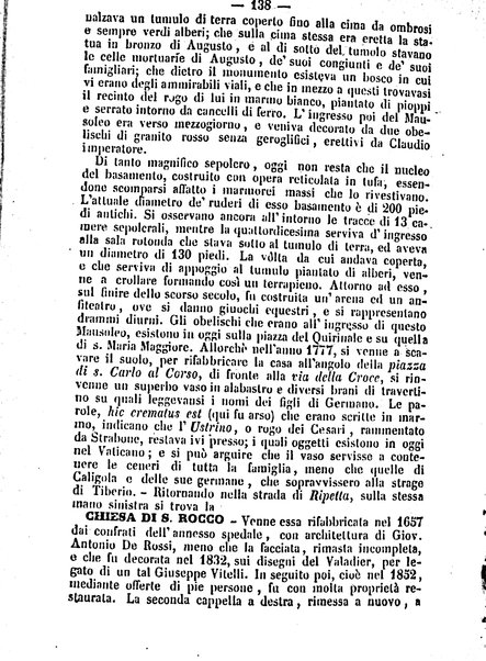 Roma antica e Roma moderna, ovvero Nuovissimo itinerario storico-popolare-economico tanto della moderna città indicante tutti gli edifizi notevoli che sono in essa, quanto le cose più celebri dell'antica Roma e ne' suoi dintorni diviso in otto giornate e redatto sulle opere del Vasi, del Nibby, del Canina ed altri distinti archeologi / per A. Finardi