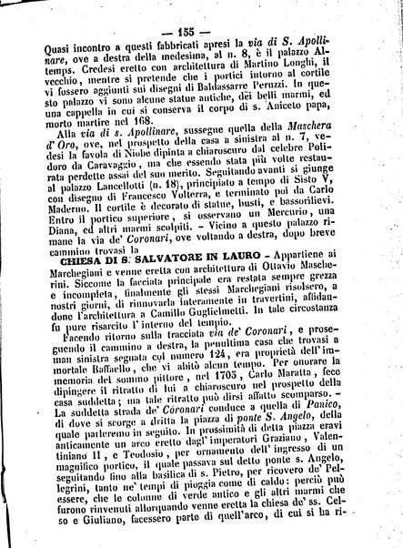 Roma antica e Roma moderna, ovvero Nuovissimo itinerario storico-popolare-economico tanto della moderna città indicante tutti gli edifizi notevoli che sono in essa, quanto le cose più celebri dell'antica Roma e ne' suoi dintorni diviso in otto giornate e redatto sulle opere del Vasi, del Nibby, del Canina ed altri distinti archeologi / per A. Finardi