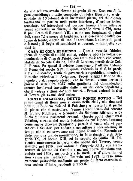 Roma antica e Roma moderna, ovvero Nuovissimo itinerario storico-popolare-economico tanto della moderna città indicante tutti gli edifizi notevoli che sono in essa, quanto le cose più celebri dell'antica Roma e ne' suoi dintorni diviso in otto giornate e redatto sulle opere del Vasi, del Nibby, del Canina ed altri distinti archeologi / per A. Finardi