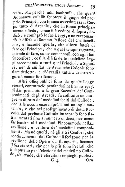 Memorie istoriche dell'adunanza degli arcadi. / [Michel Giuseppe Morei]