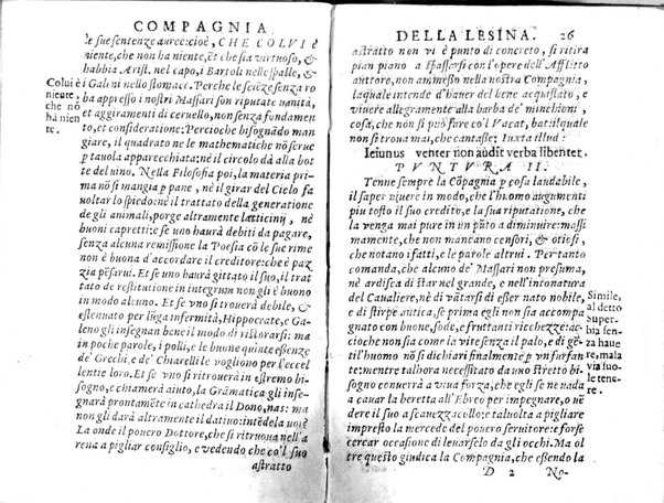 Della famosissima compagnia della Lesina dialogo, capitoli, ragionamenti, con l'assotigliamento in tredici punture della punta d'essa Lesina. Alla quale s'e rifatto il manico in trenta modi, & doppo quelli in venti altri ... Con la nuoua aggiunta del modo di ricevere li nouitij delle pene debite a' cattiui lesinanti, di tre consulti delle matrone per entrare in questa compagnia. E de gli auuertimenti sopra le malitie de' contadini. Post'insieme dall'Academico Speculatiuo, e raccolti dallo Economo della spilorceria. ...