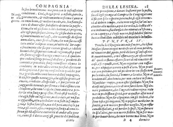 Della famosissima compagnia della Lesina dialogo, capitoli, ragionamenti, con l'assotigliamento in tredici punture della punta d'essa Lesina. Alla quale s'e rifatto il manico in trenta modi, & doppo quelli in venti altri ... Con la nuoua aggiunta del modo di ricevere li nouitij delle pene debite a' cattiui lesinanti, di tre consulti delle matrone per entrare in questa compagnia. E de gli auuertimenti sopra le malitie de' contadini. Post'insieme dall'Academico Speculatiuo, e raccolti dallo Economo della spilorceria. ...