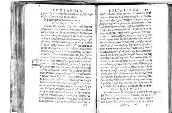 Della famosissima compagnia della Lesina dialogo, capitoli, ragionamenti, con l'assotigliamento in tredici punture della punta d'essa Lesina. Alla quale s'e rifatto il manico in trenta modi, & doppo quelli in venti altri ... Con la nuoua aggiunta del modo di ricevere li nouitij delle pene debite a' cattiui lesinanti, di tre consulti delle matrone per entrare in questa compagnia. E de gli auuertimenti sopra le malitie de' contadini. Post'insieme dall'Academico Speculatiuo, e raccolti dallo Economo della spilorceria. ...