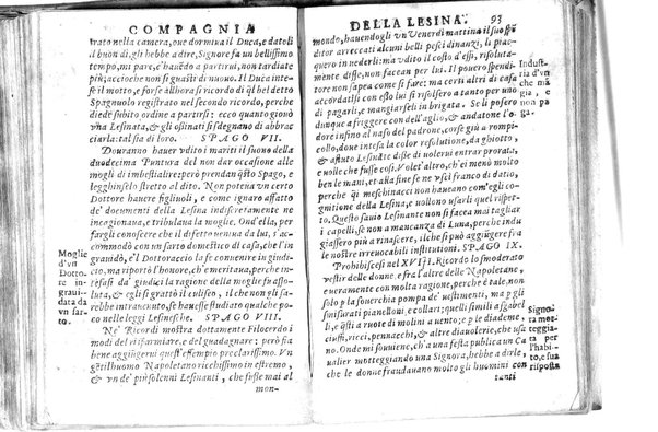 Della famosissima compagnia della Lesina dialogo, capitoli, ragionamenti, con l'assotigliamento in tredici punture della punta d'essa Lesina. Alla quale s'e rifatto il manico in trenta modi, & doppo quelli in venti altri ... Con la nuoua aggiunta del modo di ricevere li nouitij delle pene debite a' cattiui lesinanti, di tre consulti delle matrone per entrare in questa compagnia. E de gli auuertimenti sopra le malitie de' contadini. Post'insieme dall'Academico Speculatiuo, e raccolti dallo Economo della spilorceria. ...