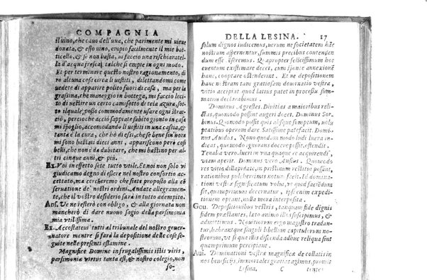 Della famosissima compagnia della Lesina dialogo, capitoli, ragionamenti, con l'assotigliamento in tredici punture della punta d'essa Lesina. Alla quale s'e rifatto il manico in trenta modi, & doppo quelli in venti altri ... Con la nuoua aggiunta del modo di ricevere li nouitij delle pene debite a' cattiui lesinanti, di tre consulti delle matrone per entrare in questa compagnia. E de gli auuertimenti sopra le malitie de' contadini. Post'insieme dall'Academico Speculatiuo, e raccolti dallo Economo della spilorceria. ...