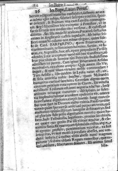 Theatri Romani orchestra Io. Baptistae Lauri Perusini dialogus de viris sui aeui doctrina illustribus Romae 1618. Opera & industria Iusti Riquii Belgae in lucem editus