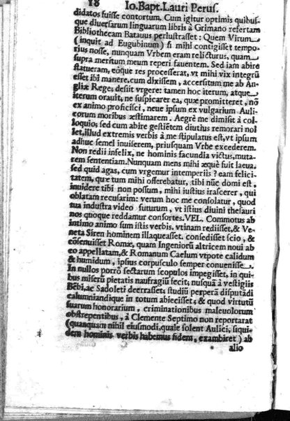 Theatri Romani orchestra Io. Baptistae Lauri Perusini dialogus de viris sui aeui doctrina illustribus Romae 1618. Opera & industria Iusti Riquii Belgae in lucem editus