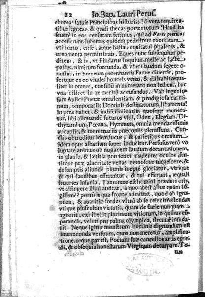 Theatri Romani orchestra Io. Baptistae Lauri Perusini dialogus de viris sui aeui doctrina illustribus Romae 1618. Opera & industria Iusti Riquii Belgae in lucem editus