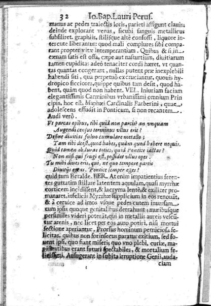 Theatri Romani orchestra Io. Baptistae Lauri Perusini dialogus de viris sui aeui doctrina illustribus Romae 1618. Opera & industria Iusti Riquii Belgae in lucem editus