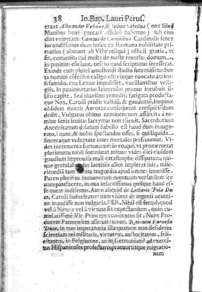 Theatri Romani orchestra Io. Baptistae Lauri Perusini dialogus de viris sui aeui doctrina illustribus Romae 1618. Opera & industria Iusti Riquii Belgae in lucem editus