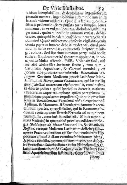 Theatri Romani orchestra Io. Baptistae Lauri Perusini dialogus de viris sui aeui doctrina illustribus Romae 1618. Opera & industria Iusti Riquii Belgae in lucem editus