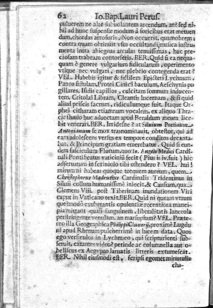 Theatri Romani orchestra Io. Baptistae Lauri Perusini dialogus de viris sui aeui doctrina illustribus Romae 1618. Opera & industria Iusti Riquii Belgae in lucem editus