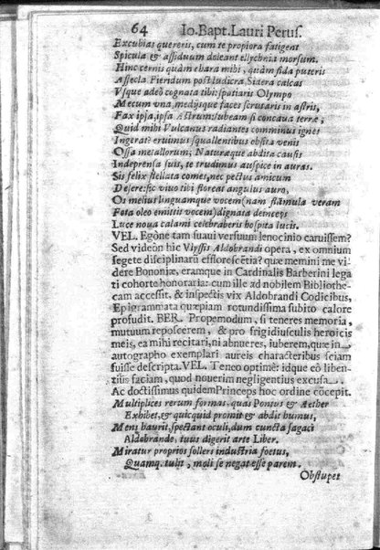 Theatri Romani orchestra Io. Baptistae Lauri Perusini dialogus de viris sui aeui doctrina illustribus Romae 1618. Opera & industria Iusti Riquii Belgae in lucem editus