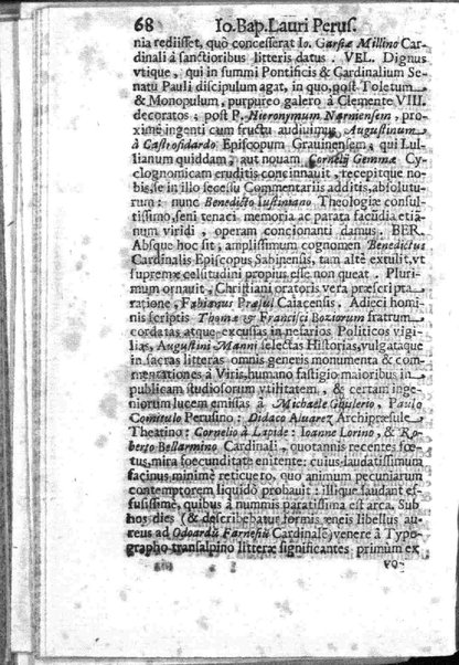 Theatri Romani orchestra Io. Baptistae Lauri Perusini dialogus de viris sui aeui doctrina illustribus Romae 1618. Opera & industria Iusti Riquii Belgae in lucem editus