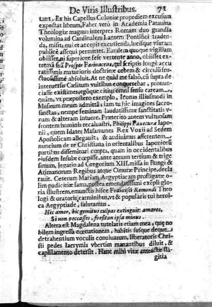 Theatri Romani orchestra Io. Baptistae Lauri Perusini dialogus de viris sui aeui doctrina illustribus Romae 1618. Opera & industria Iusti Riquii Belgae in lucem editus