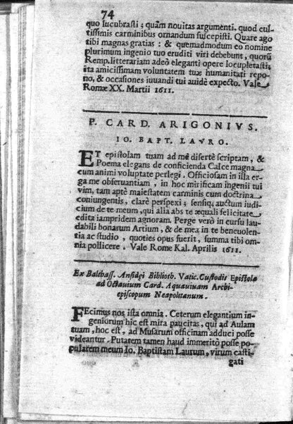 Theatri Romani orchestra Io. Baptistae Lauri Perusini dialogus de viris sui aeui doctrina illustribus Romae 1618. Opera & industria Iusti Riquii Belgae in lucem editus