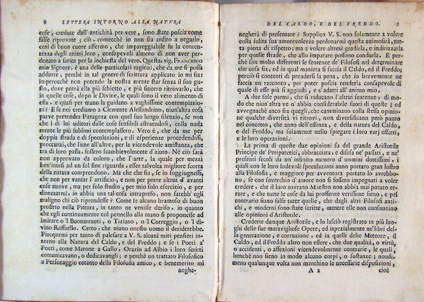 Della natura del caldo e del freddo lettera all'illustriss. sig. Francesco Redi gentiluomo aretino scritta nel 1674 da Giuseppe Del Papa ...