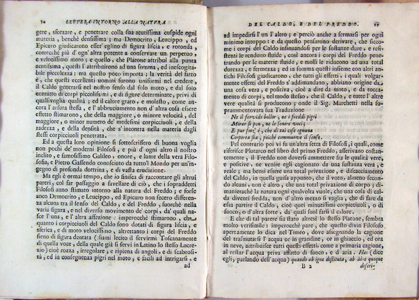 Della natura del caldo e del freddo lettera all'illustriss. sig. Francesco Redi gentiluomo aretino scritta nel 1674 da Giuseppe Del Papa ...