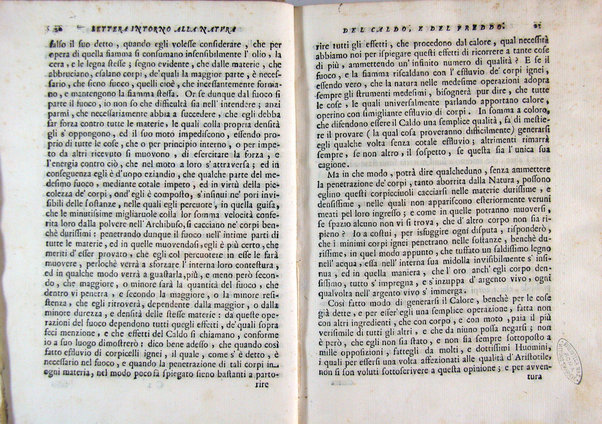 Della natura del caldo e del freddo lettera all'illustriss. sig. Francesco Redi gentiluomo aretino scritta nel 1674 da Giuseppe Del Papa ...